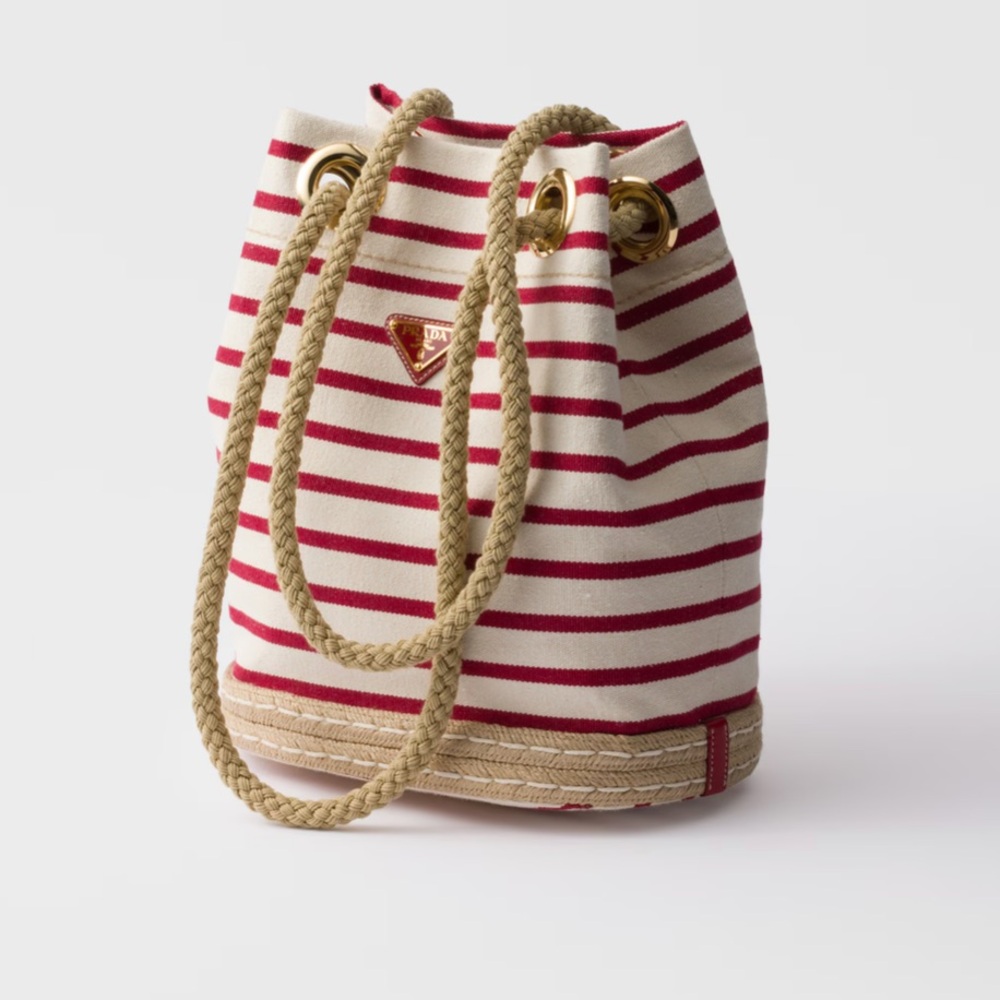 Prada Mariner small striped fabric bucket bag